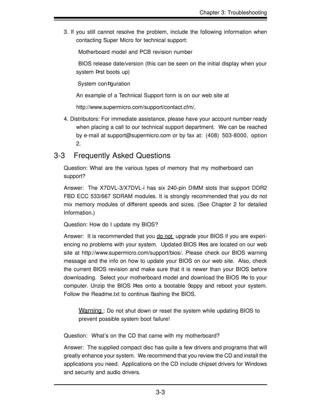 SUPER MICRO Computer X7DVL-3 user manual Frequently Asked Questions 