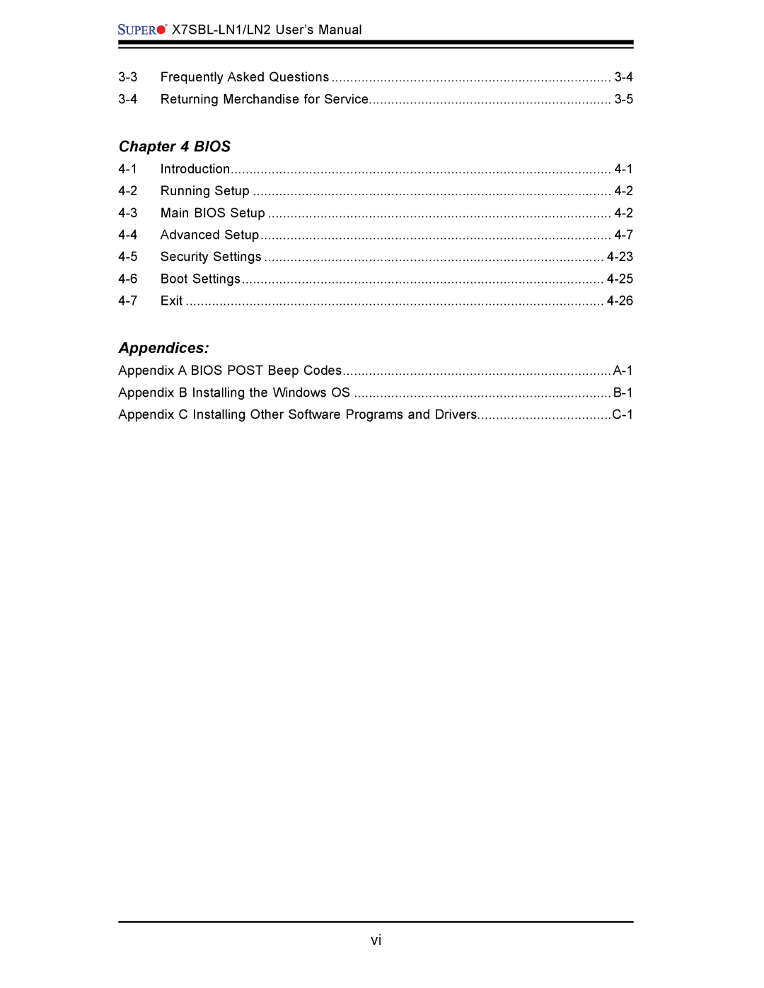 SUPER MICRO Computer X7SBL-LN1/LN2 user manual Bios 