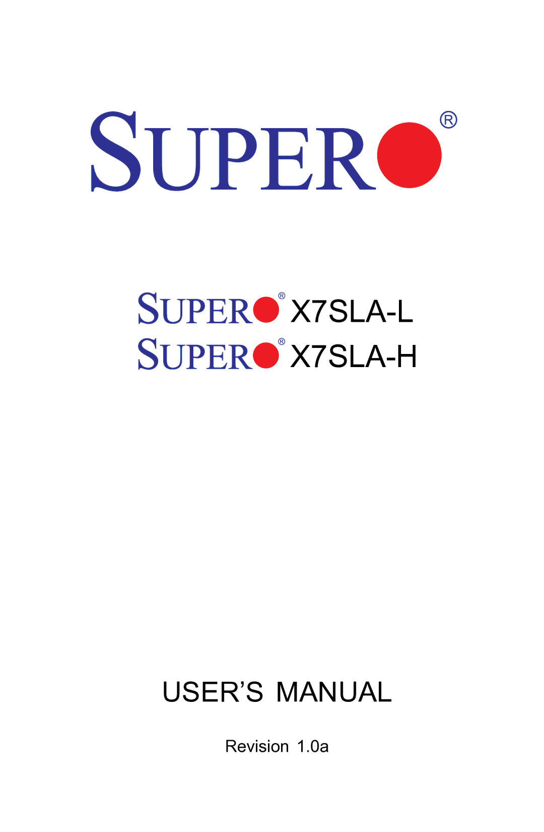 SUPER MICRO Computer user manual X7SLA-L X7SLA-H 