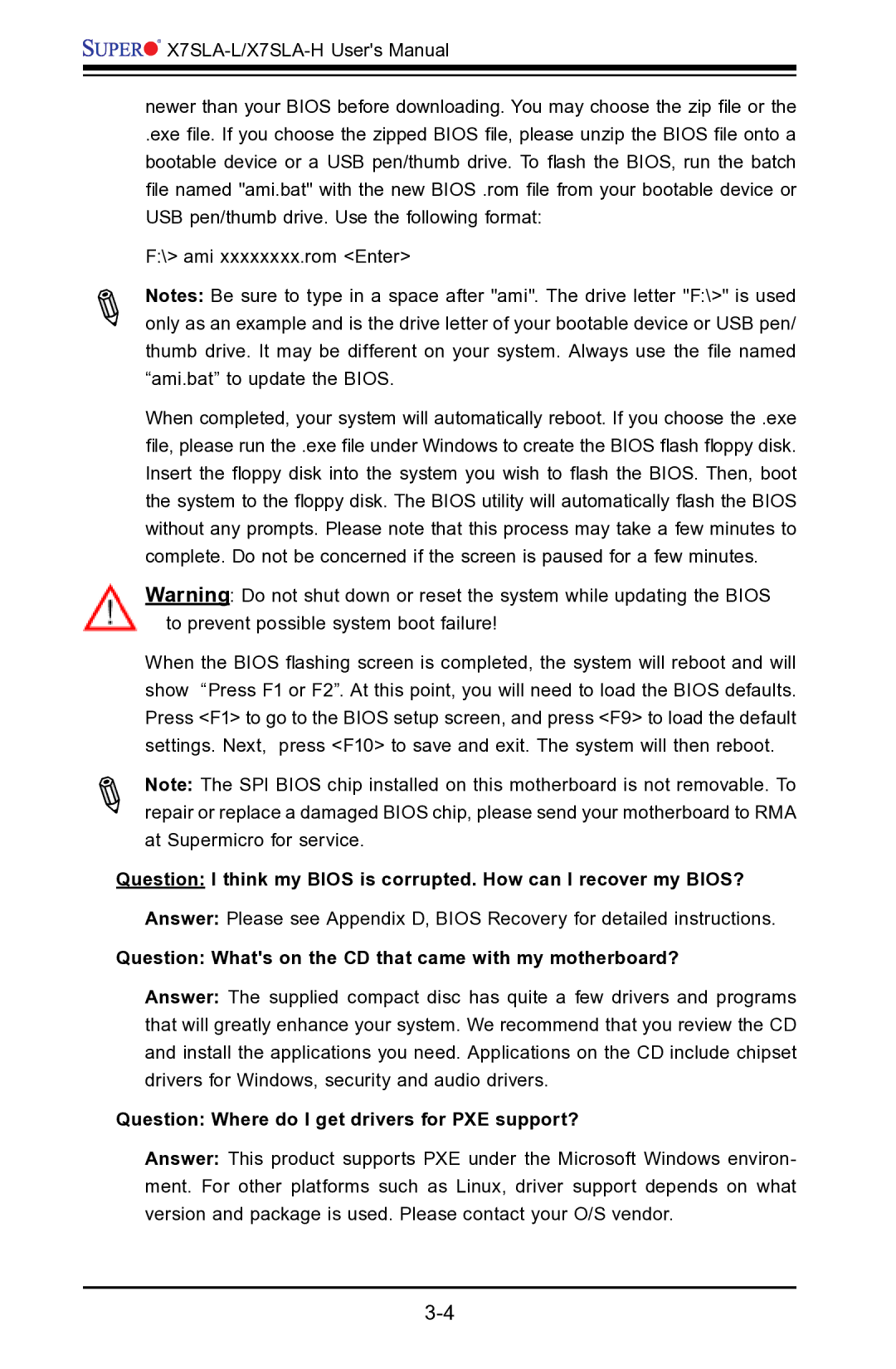 SUPER MICRO Computer X7SLA-H, X7SLA-L user manual Question Whats on the CD that came with my motherboard? 