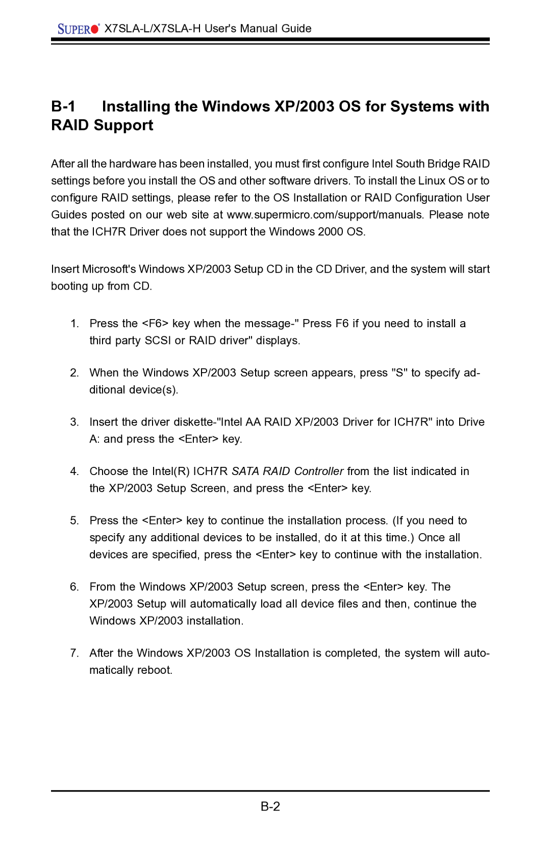 SUPER MICRO Computer X7SLA-H, X7SLA-L user manual 