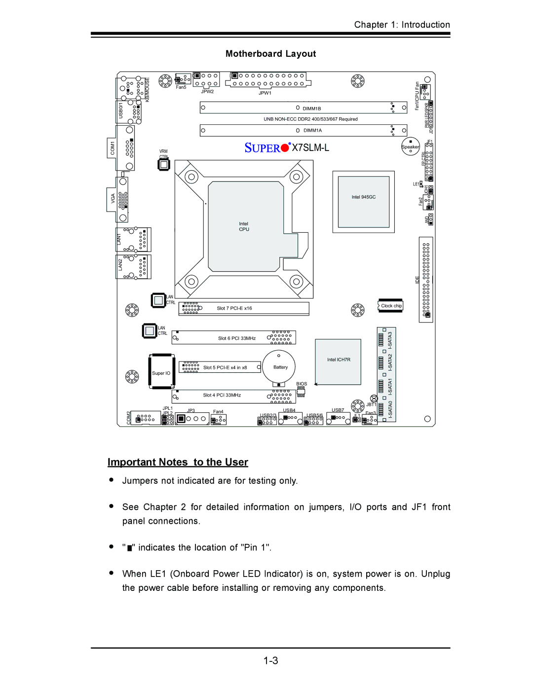 SUPER MICRO Computer x7slm-l user manual X7SLM-L, Motherboard Layout 