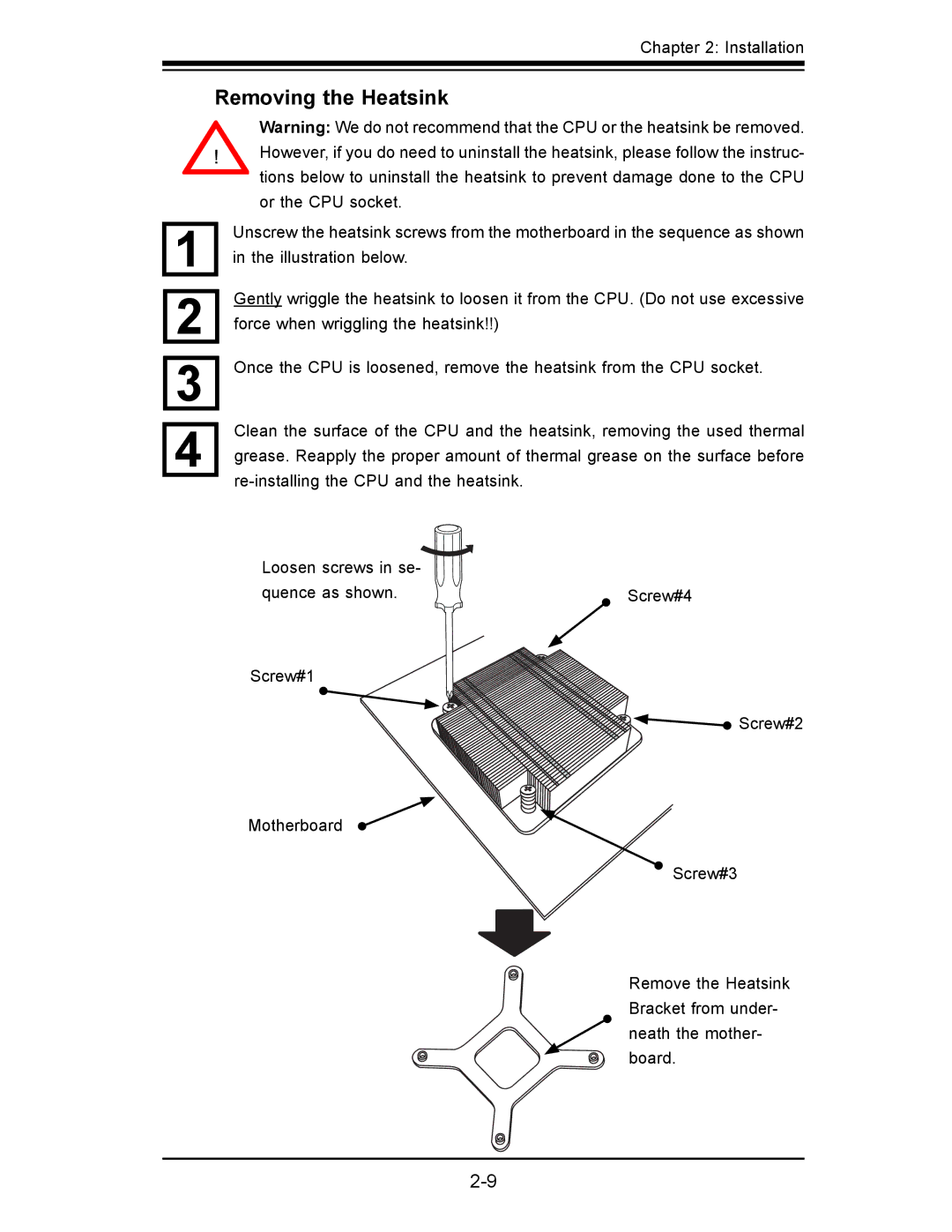 SUPER MICRO Computer x7slm-l user manual Removing the Heatsink 