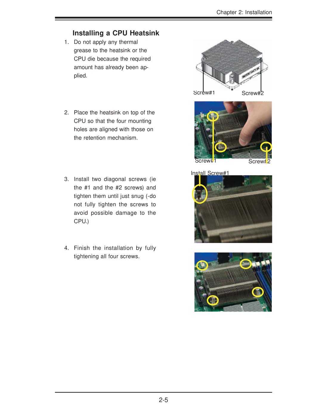 SUPER MICRO Computer X8DA3 user manual Installing a CPU Heatsink 