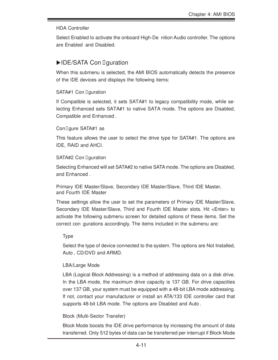 SUPER MICRO Computer X8DA3 user manual XIDE/SATA Conﬁguration 