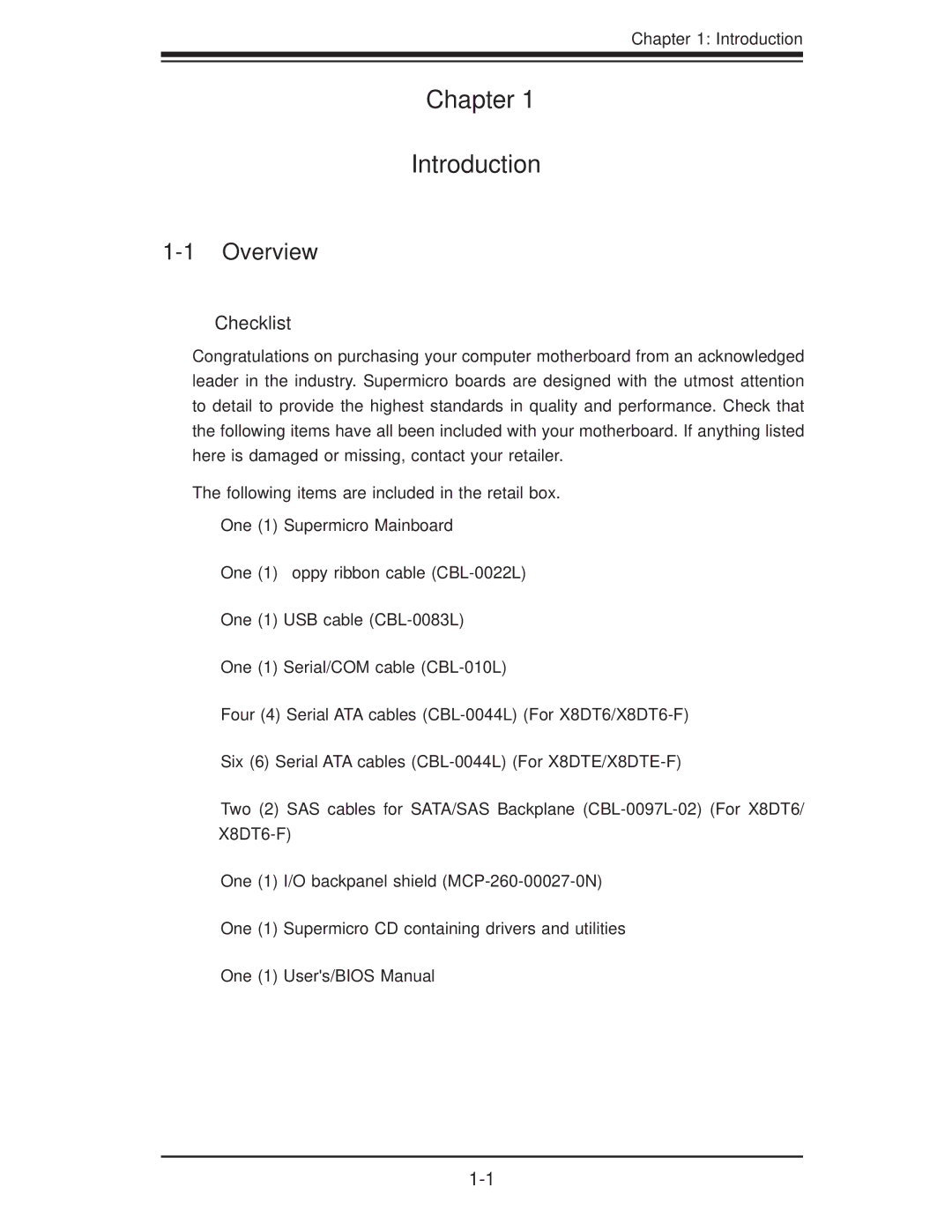 SUPER MICRO Computer X8DTE-F, X8DT6-F user manual Overview, Introduction 