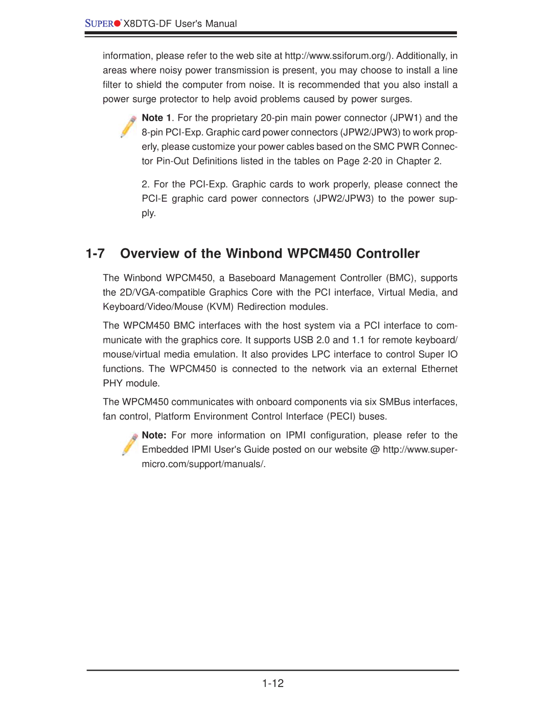 SUPER MICRO Computer X8DTG-DF user manual Overview of the Winbond WPCM450 Controller 