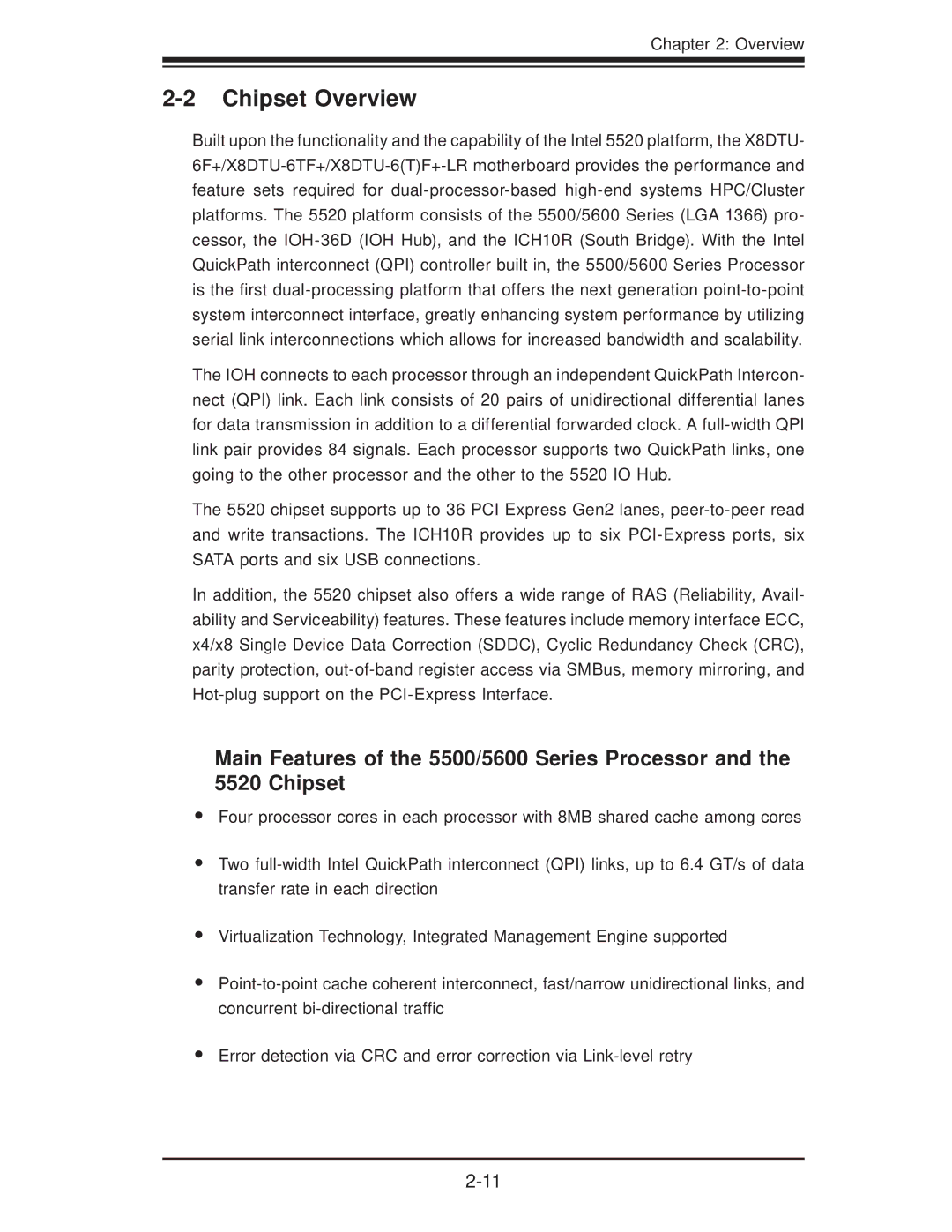 SUPER MICRO Computer X8DTU-6TF+-LR, X8DTU-6F+-LR manual Overview 