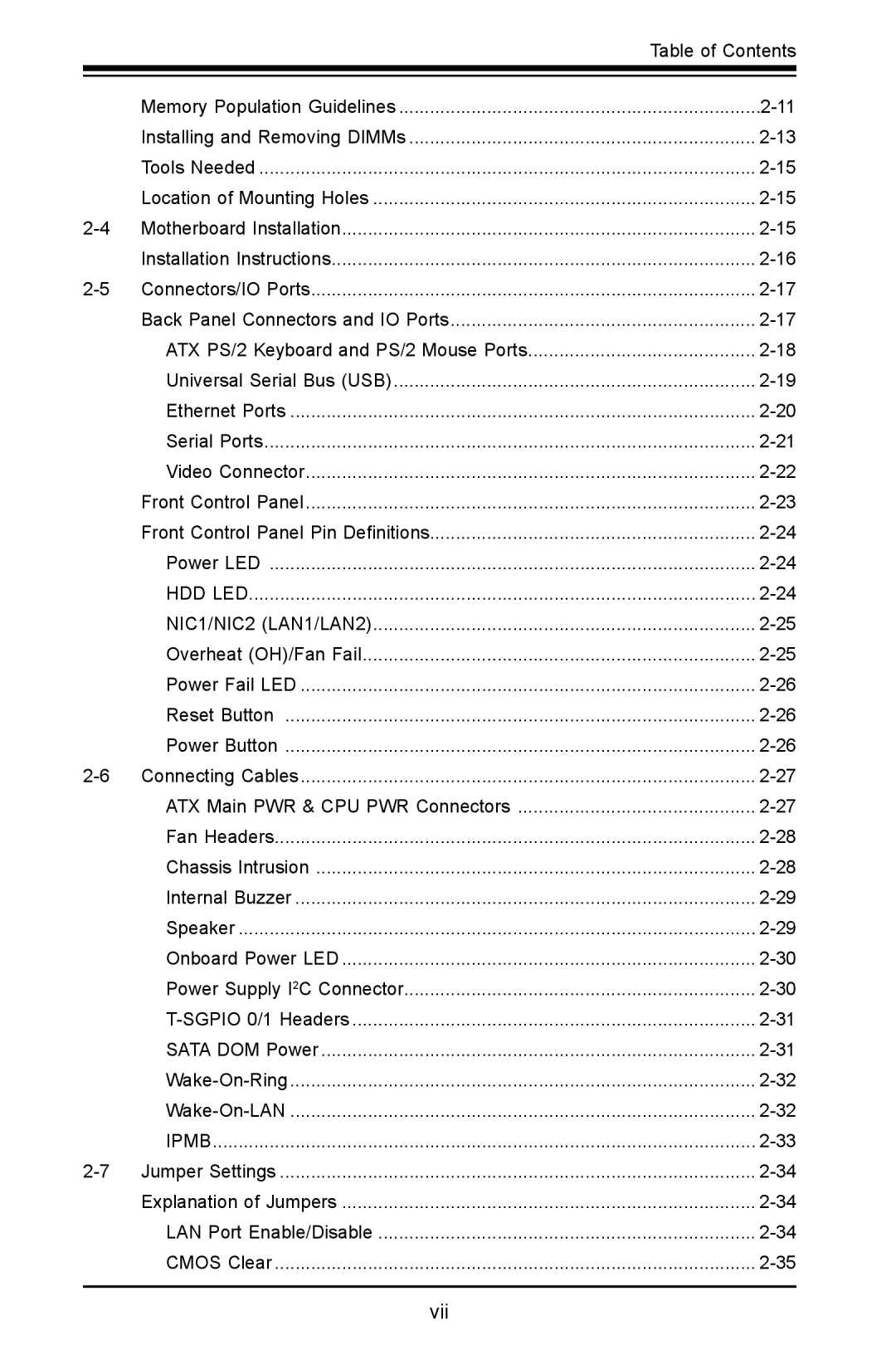 SUPER MICRO Computer X8SIA-F user manual Vii 