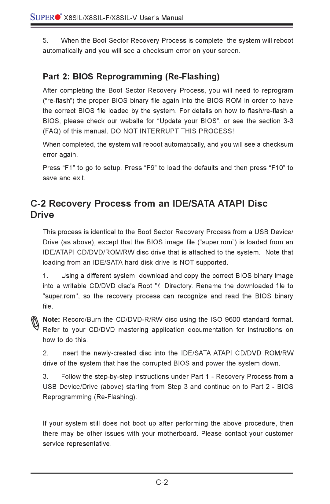 SUPER MICRO Computer X8SIL-F Recovery Process from an IDE/SATA Atapi Disc Drive, Part 2 Bios Reprogramming Re-Flashing 