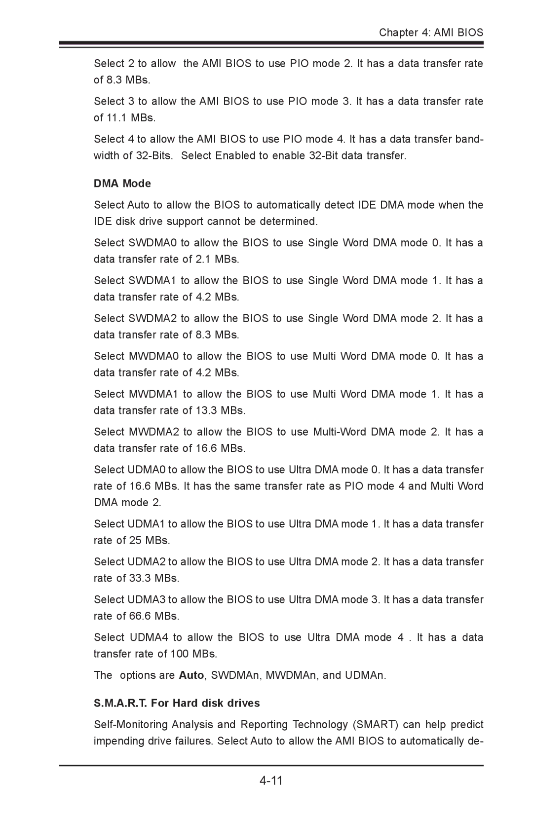 SUPER MICRO Computer X8SIL-V, X8SIL-F user manual DMA Mode, A.R.T. For Hard disk drives 