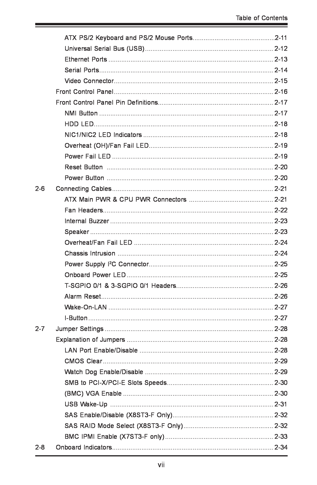 SUPER MICRO Computer X8STE, X8ST3-F user manual Table of Contents 