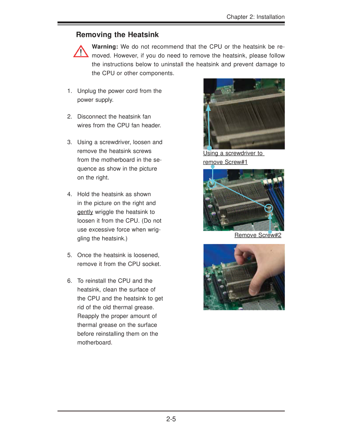 SUPER MICRO Computer X8STI-LN4, X8STI-F, X8STI-3F user manual Removing the Heatsink 