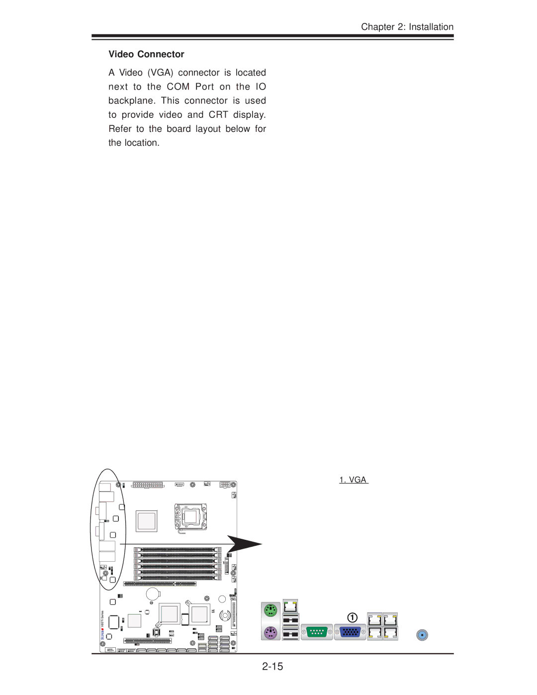 SUPER MICRO Computer X8STI-3F, X8STI-F, X8STI-LN4 user manual Video Connector 