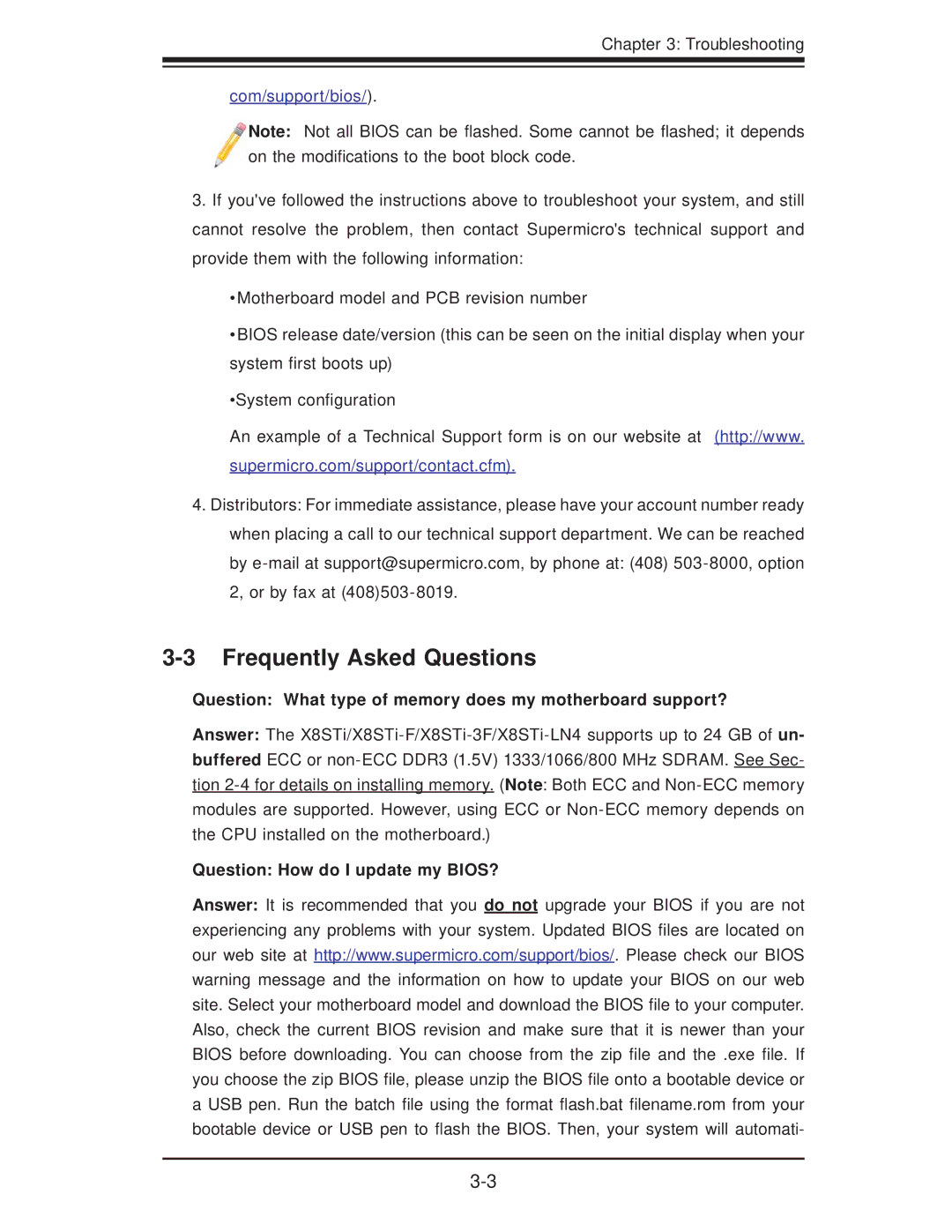 SUPER MICRO Computer X8STI-3F Frequently Asked Questions, Question What type of memory does my motherboard support? 