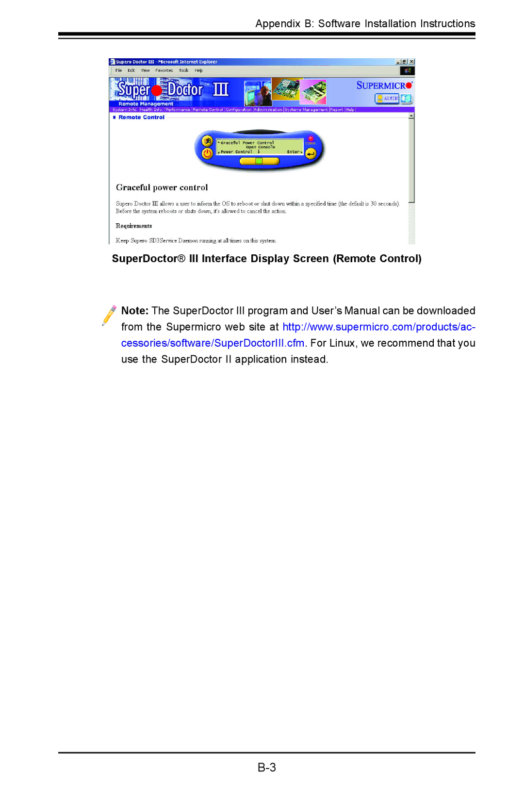 SUPER MICRO Computer X9DRD-iF, X9DRD-LF user manual SuperDoctor III Interface Display Screen Remote Control 