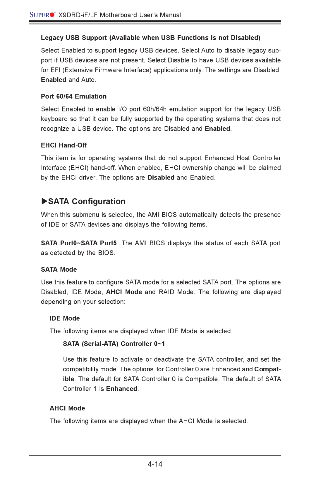 SUPER MICRO Computer X9DRD-LF, X9DRD-iF user manual SATA Configuration 