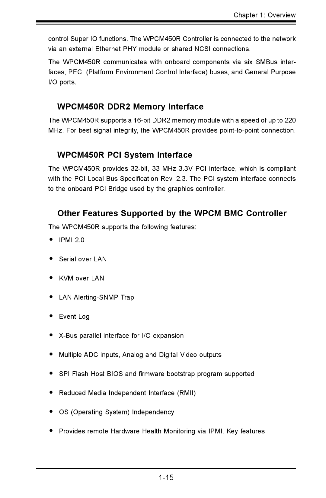 SUPER MICRO Computer X9DRG-HTF, X9DRG-HF user manual WPCM450R DDR2 Memory Interface, WPCM450R PCI System Interface 