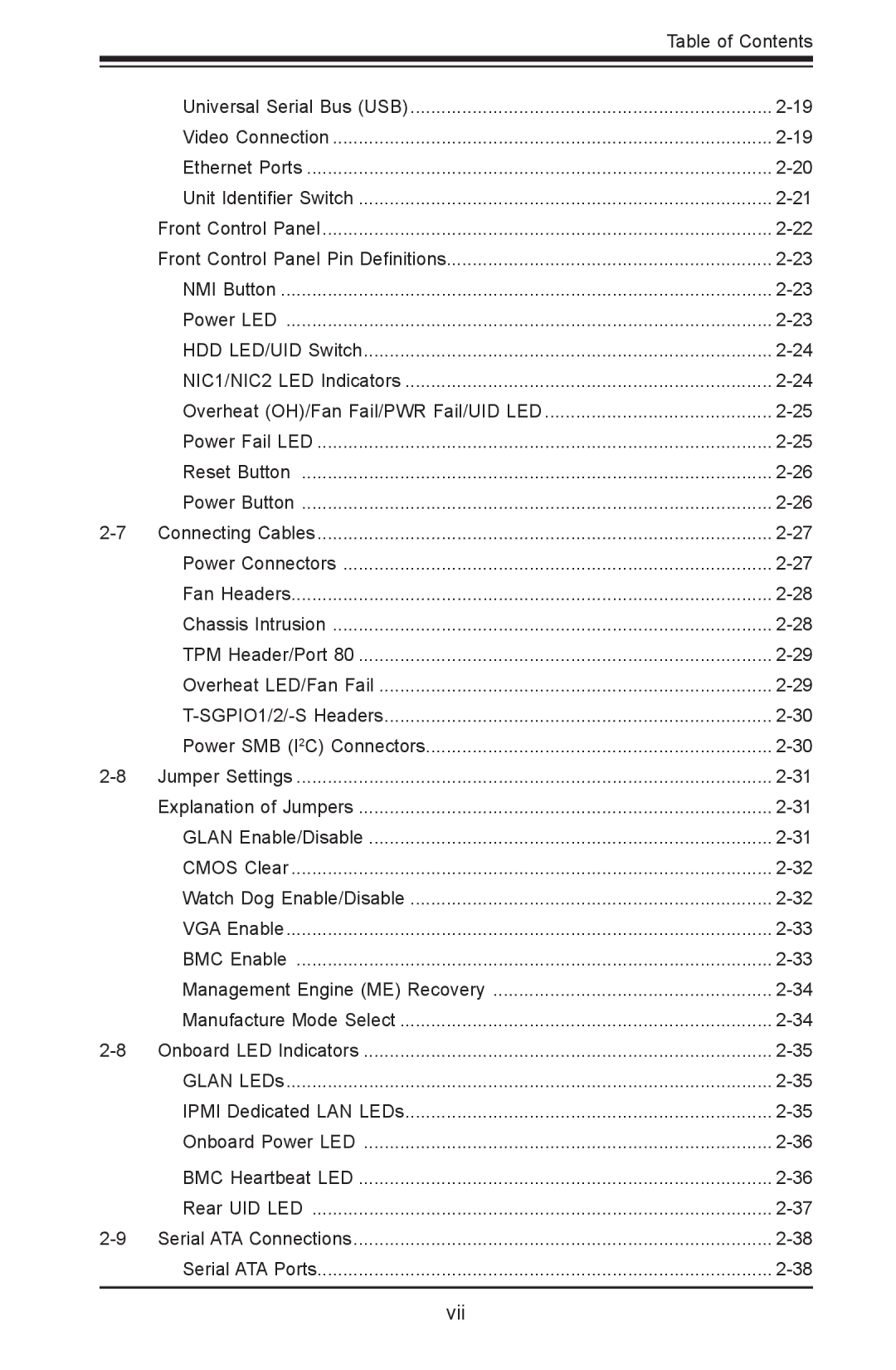 SUPER MICRO Computer X9DRG-HTF, X9DRG-HF user manual Vii 