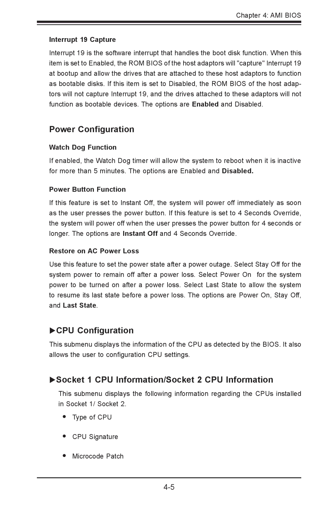 SUPER MICRO Computer X9DRG-HTF Power Configuration, CPU Configuration, Socket 1 CPU Information/Socket 2 CPU Information 