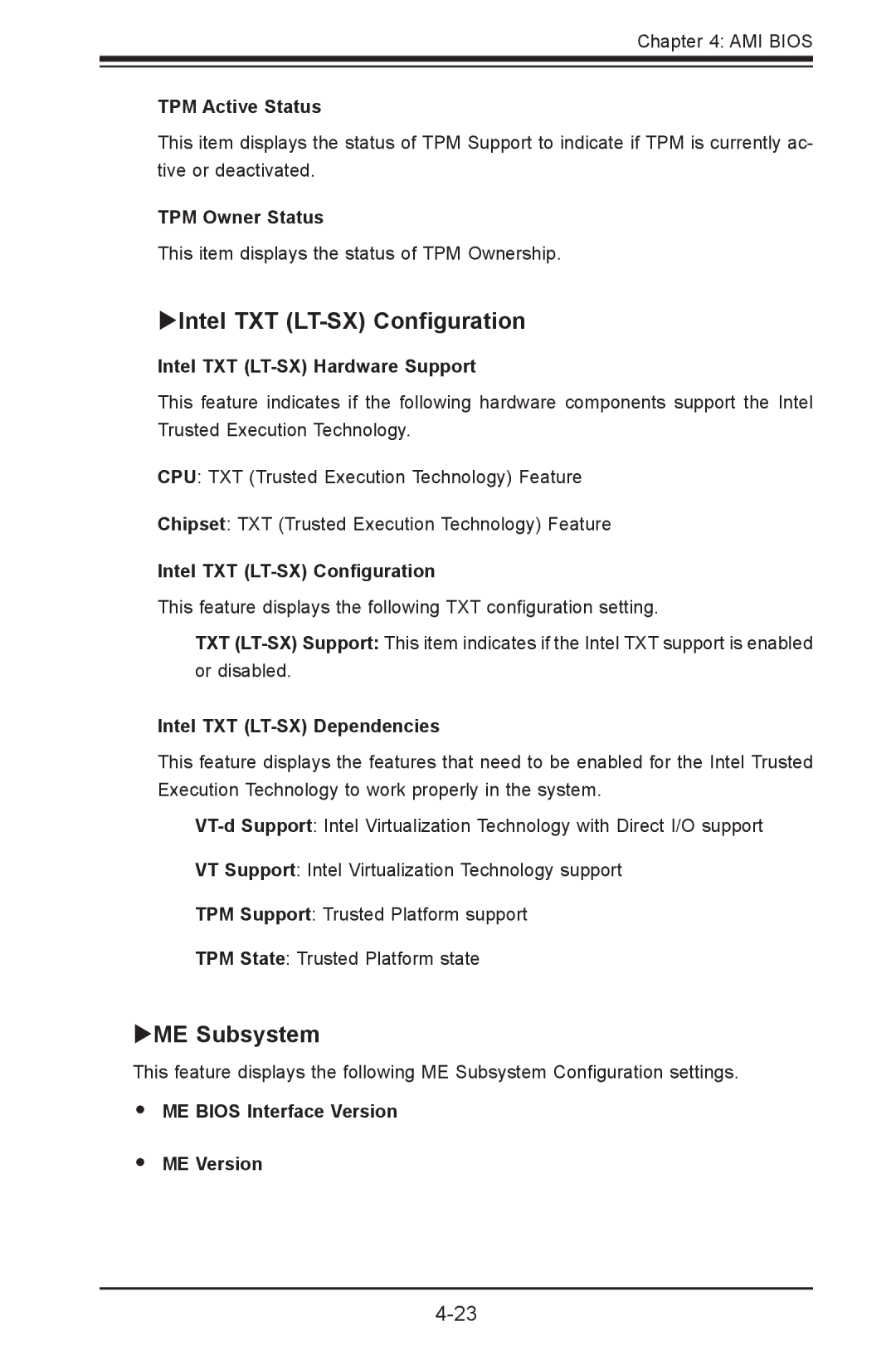 SUPER MICRO Computer X9DRG-HTF, X9DRG-HF user manual Intel TXT LT-SX Configuration, ME Subsystem 