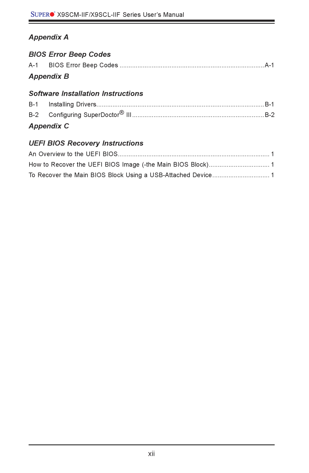 SUPER MICRO Computer X9SCM-IIF, X9SVL-IIF user manual Appendix a Bios Error Beep Codes 