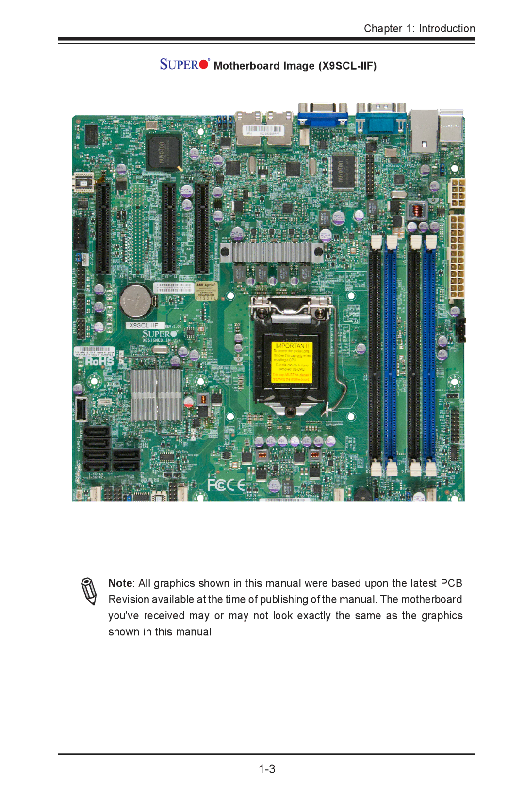 SUPER MICRO Computer X9SVL-IIF, X9SCM-IIF user manual Motherboard Image X9SCL-IIF 