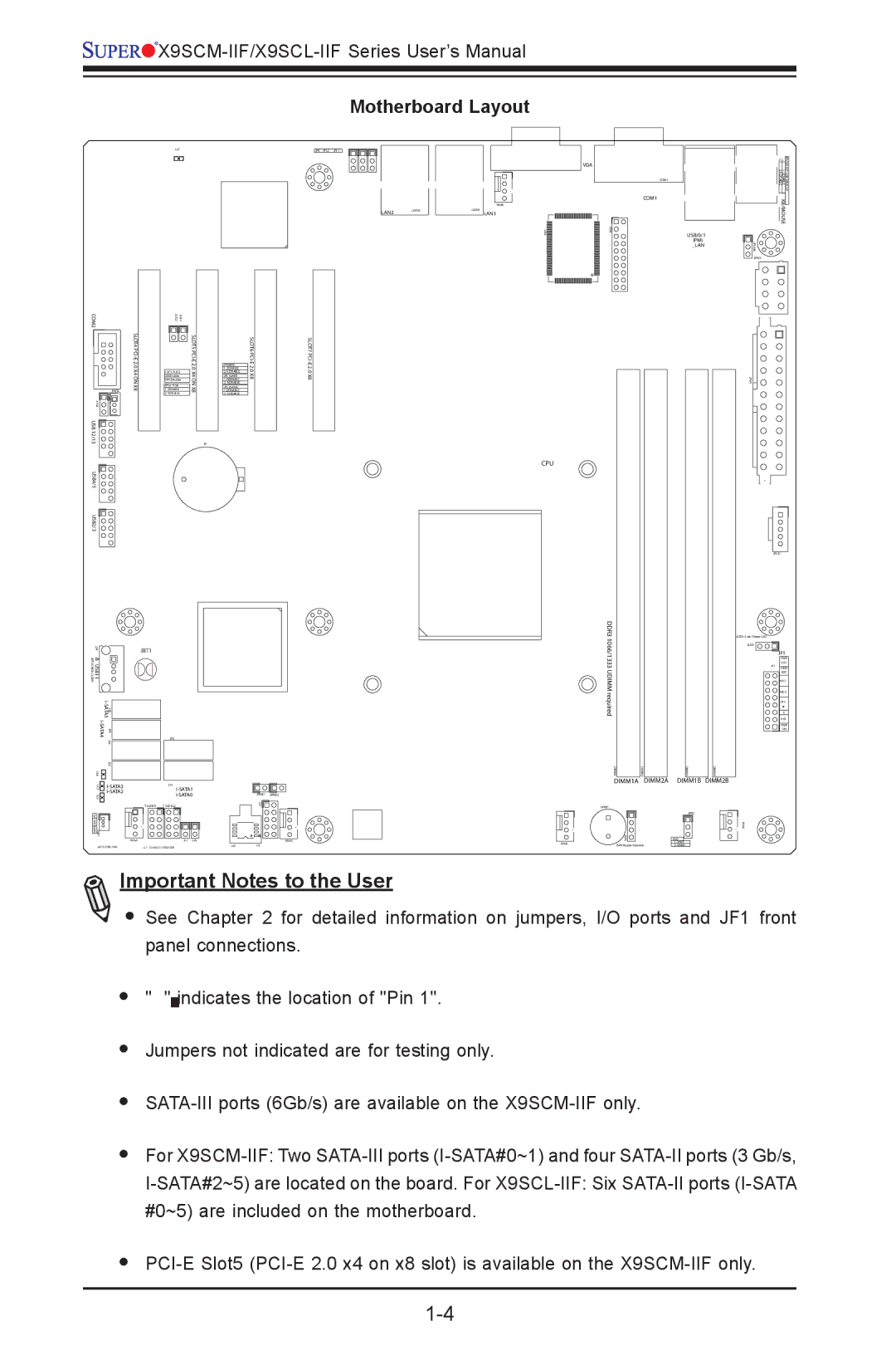 SUPER MICRO Computer X9SCM-IIF, X9SVL-IIF user manual Motherboard Layout, COM2 