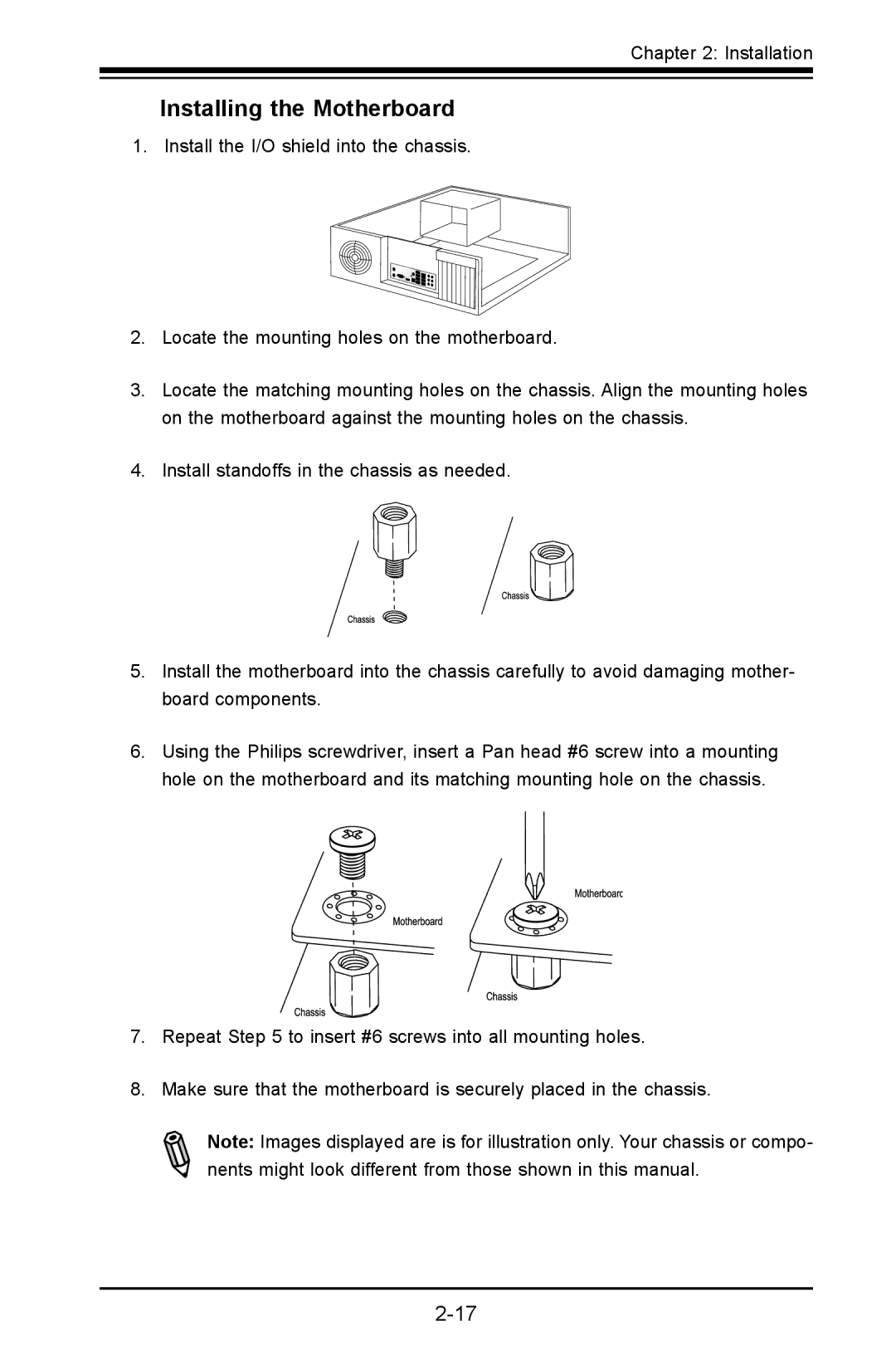 SUPER MICRO Computer X9SVL-IIF, X9SCM-IIF user manual Installing the Motherboard 