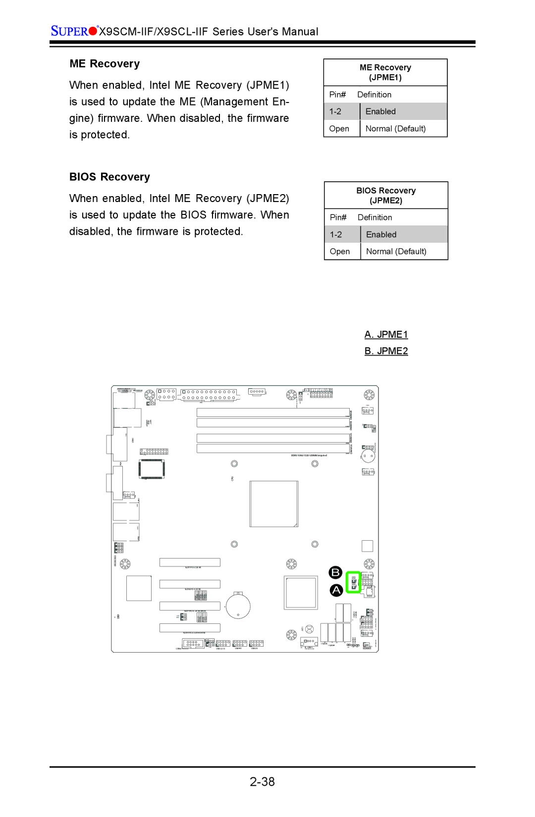 SUPER MICRO Computer X9SCM-IIF, X9SVL-IIF user manual ME Recovery, Bios Recovery 