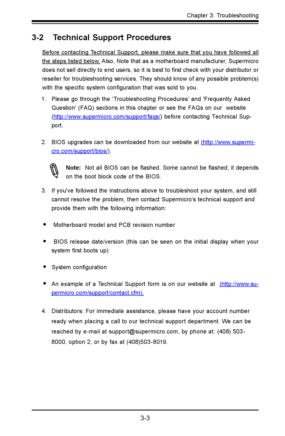 SUPER MICRO Computer X9SVL-IIF, X9SCM-IIF user manual Technical Support Procedures 