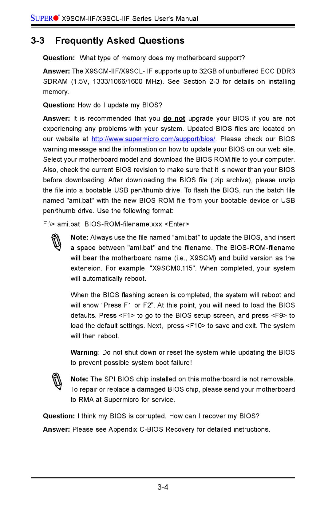 SUPER MICRO Computer X9SCM-IIF, X9SVL-IIF user manual Frequently Asked Questions 