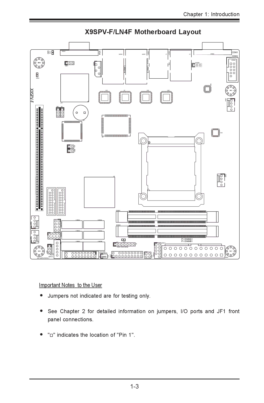 SUPER MICRO Computer X9SPV-LN4F user manual X9SPV-F/LN4F Motherboard Layout, X9SPV-FU57 