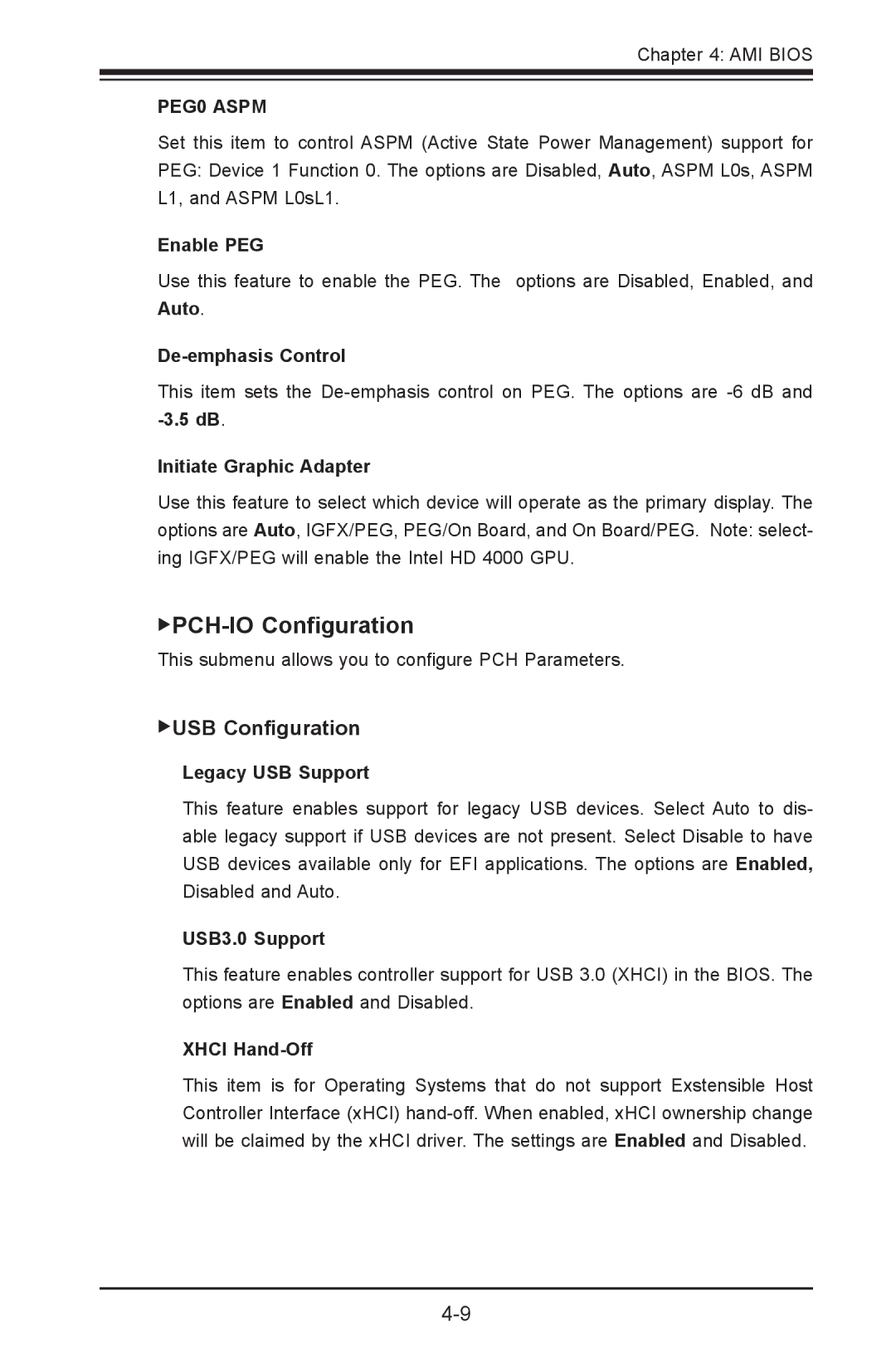 SUPER MICRO Computer X9SPV-LN4F, X9SPV-F user manual PCH-IO Configuration 