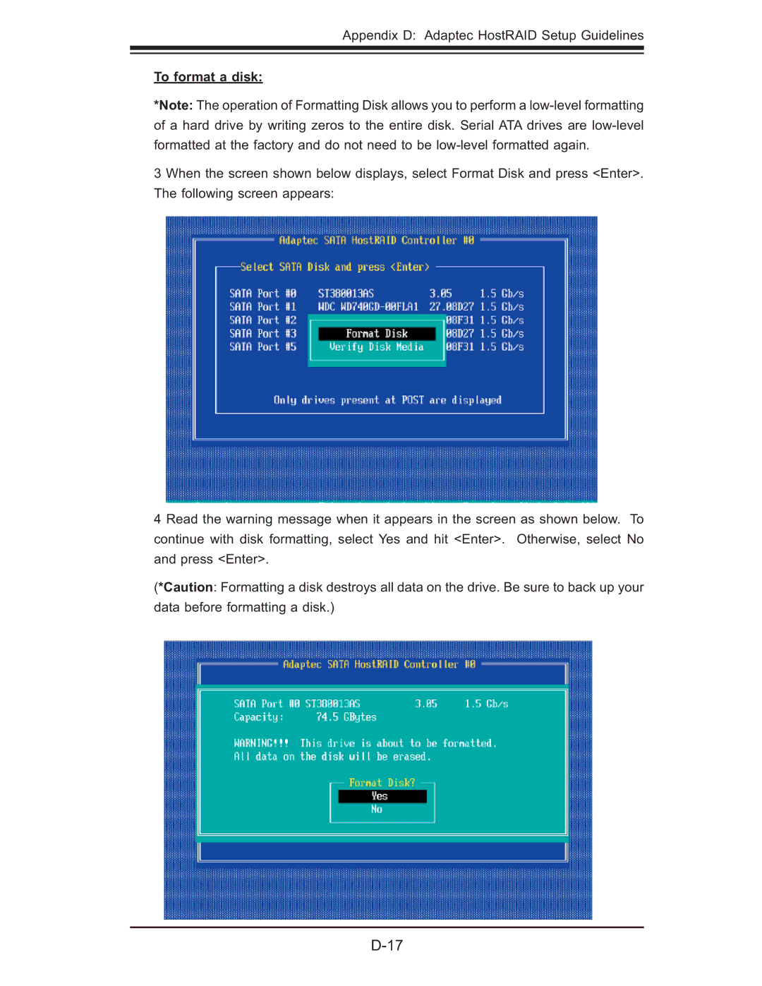 SUPER MICRO Computer X7DBT-INF, XDGT, X7DGT-INF user manual To format a disk 