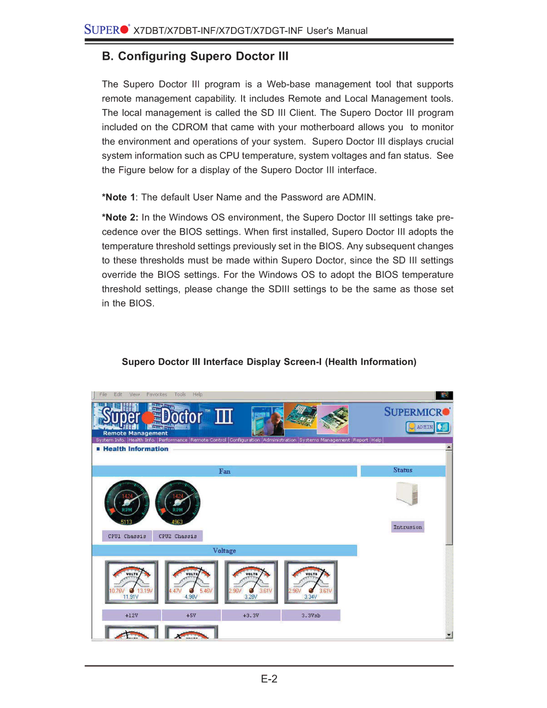 SUPER MICRO Computer XDGT, X7DGT-INF, X7DBT-INF user manual Conﬁguring Supero Doctor 