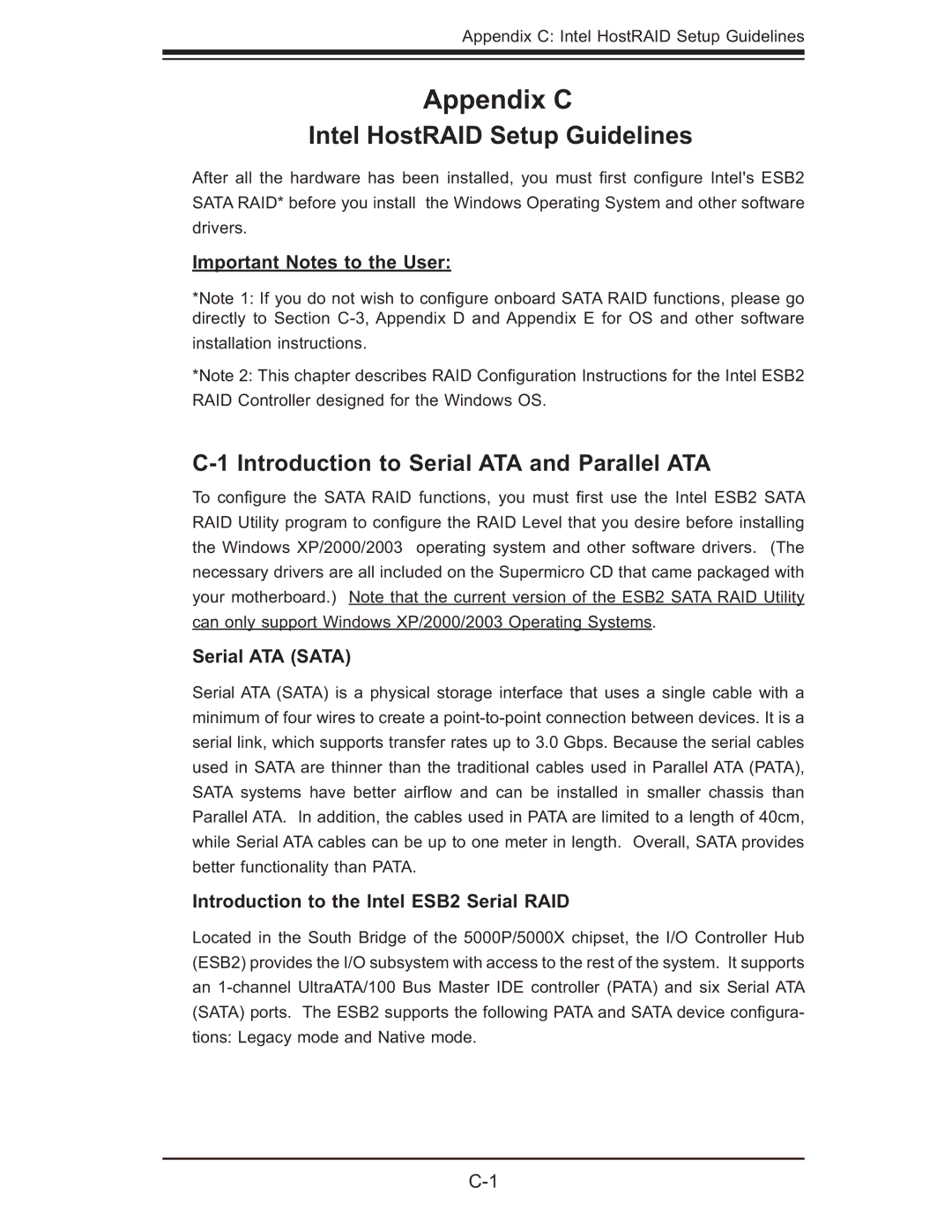 SUPER MICRO Computer X7DBT, XDGT Introduction to Serial ATA and Parallel ATA, Important Notes to the User, Serial ATA Sata 