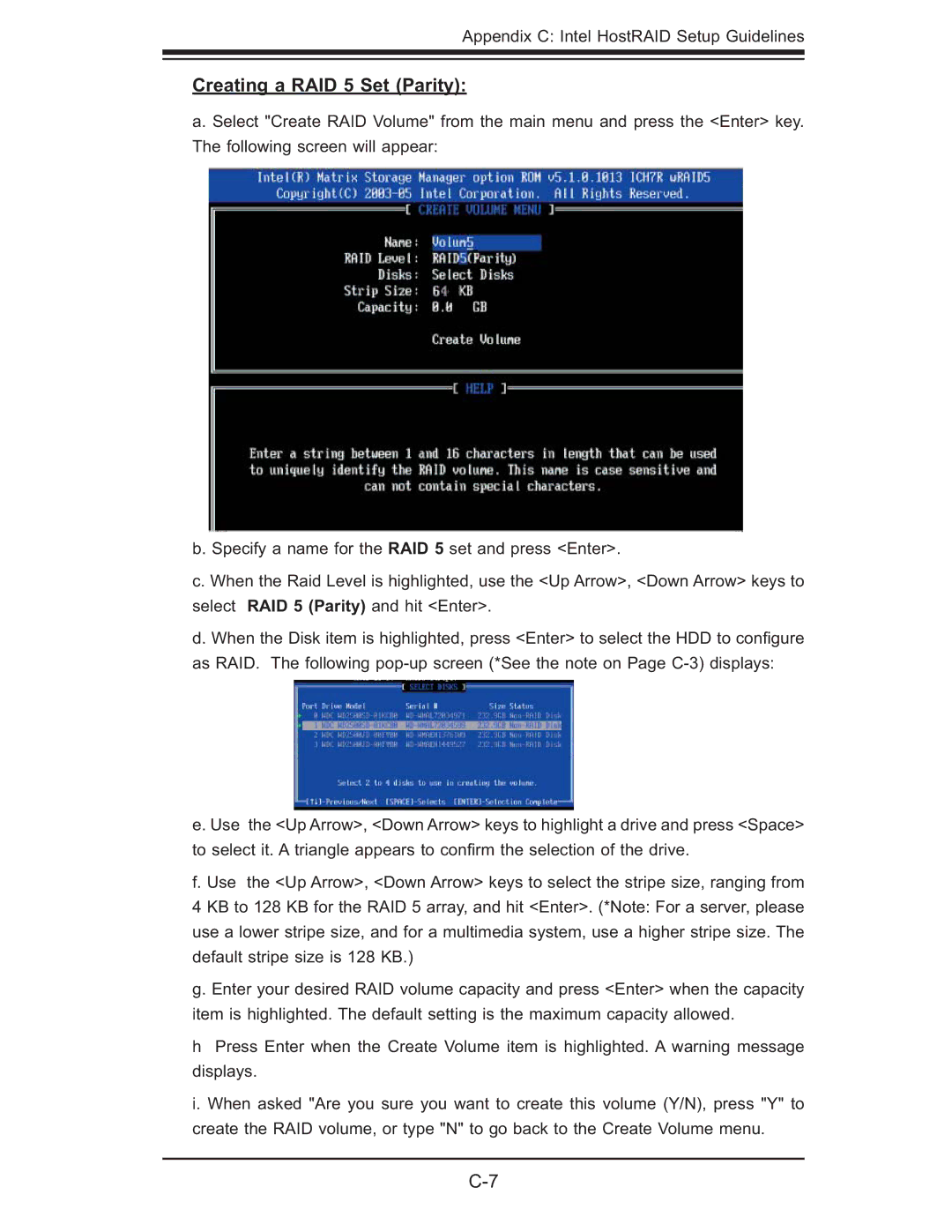 SUPER MICRO Computer X7DBT-INF, XDGT, X7DGT-INF user manual Creating a RAID 5 Set Parity 