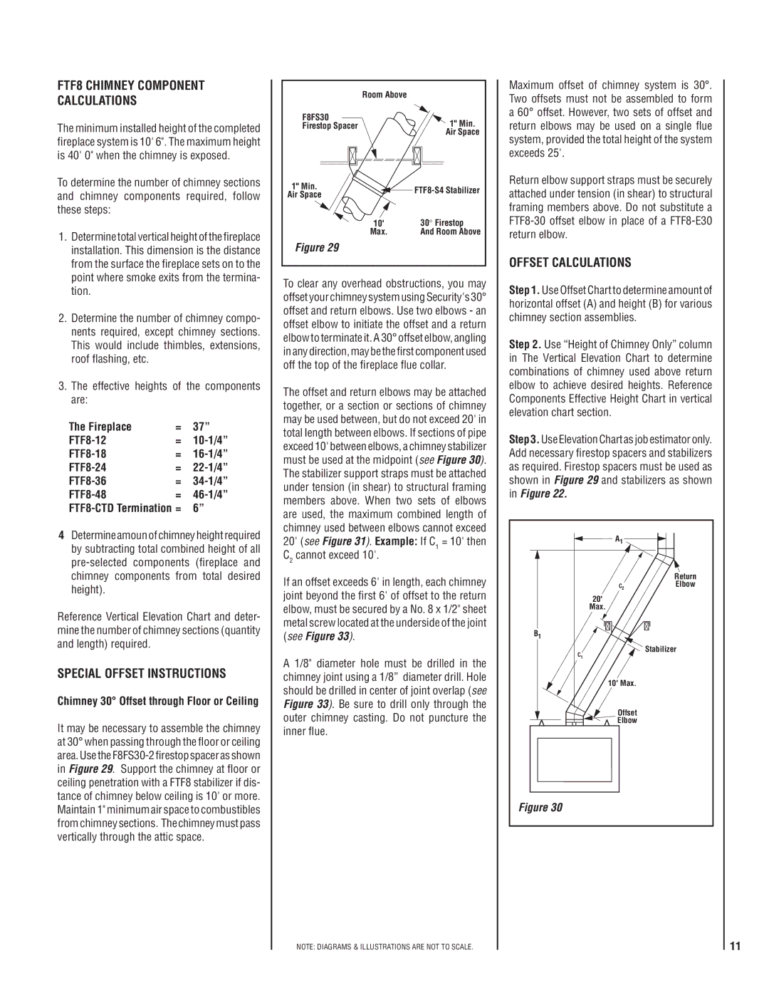 Superior BCD36MH, BC36MH FTF8 Chimney Component Calculations, Special Offset Instructions, Offset Calculations 