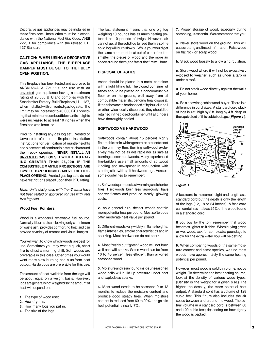 Superior BCI-36/42, BRI-36/42-2, BC-36/42-2, BR-36/42-2 manual Wood Fuel Pointers, Disposal of Ashes, Softwood VS Hardwood 