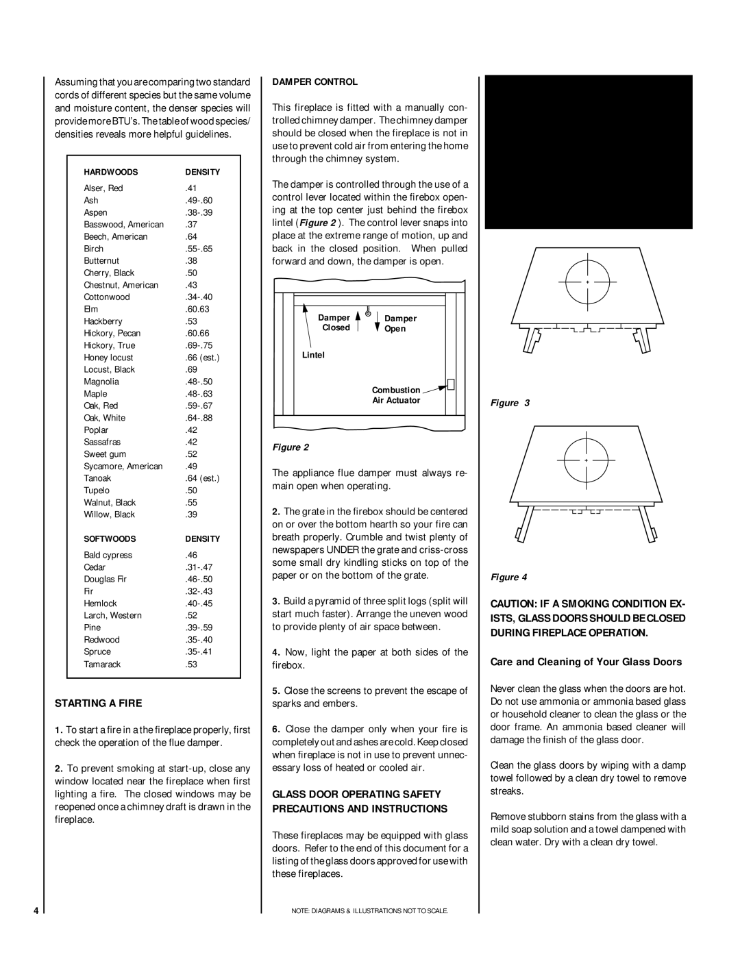 Superior BCI-36/42-2, BRI-36/42-2, BC-36/42-2 manual Starting a Fire, During Fireplace Operation, Glass Door Operating Safety 