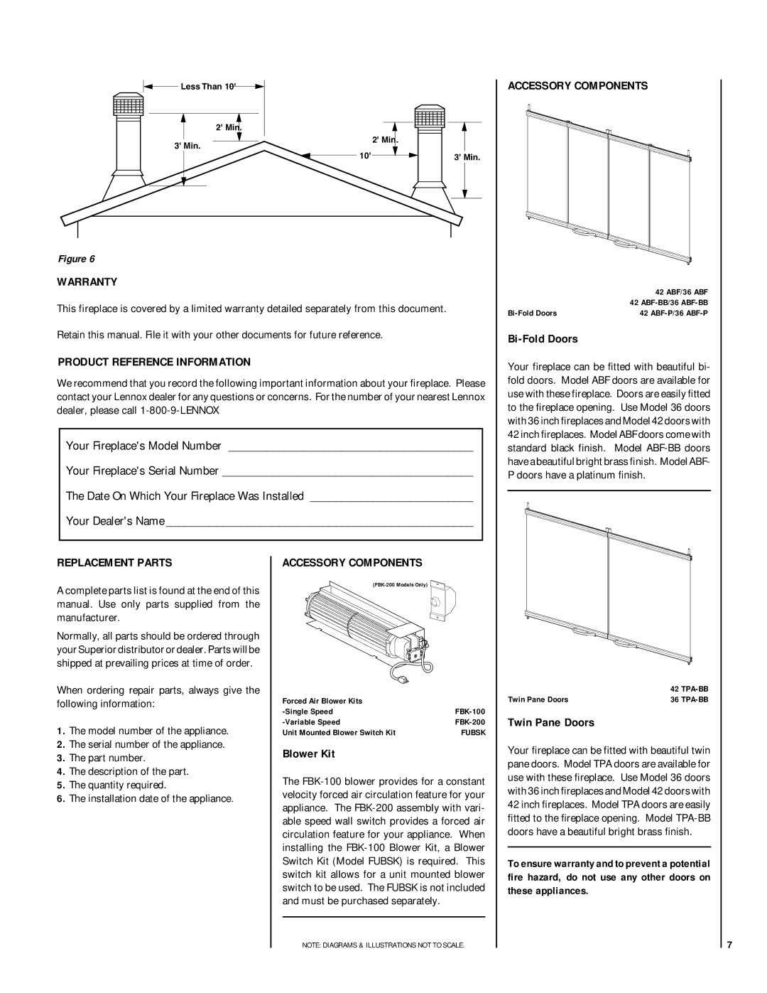 Superior BC-36/42-2, BRI-36/42-2 manual Accessory Components, Warranty, Product Reference Information, Replacement Parts 