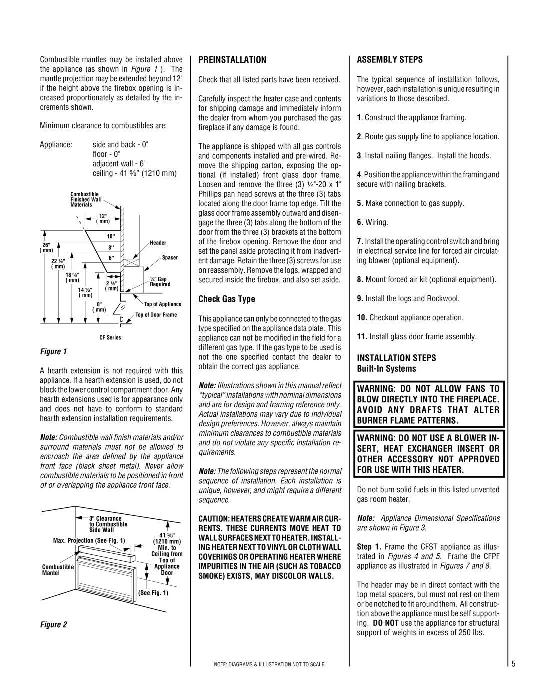 Superior CFST-CMP, CFPF-CMP, CFPF-CMN Preinstallation, Check Gas Type, Assembly Steps, Installation Steps, Built-In Systems 