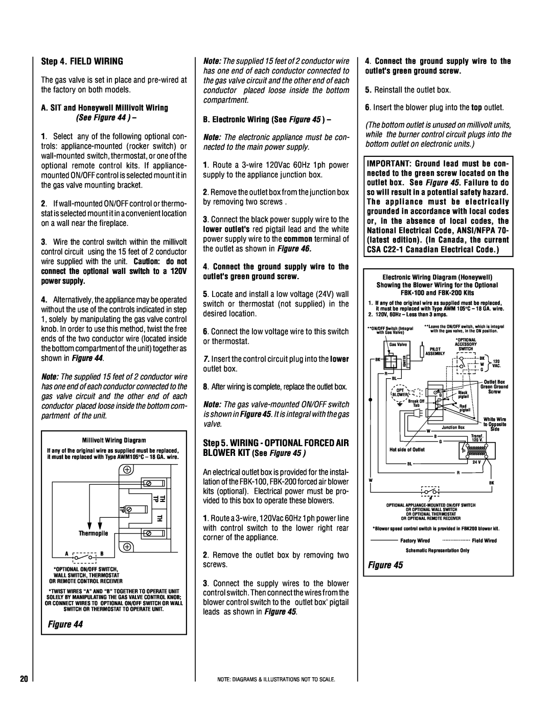 Superior DT-400CMN, DR-400CMP Field Wiring, A. SIT and Honeywell Millivolt Wiring, B. Electronic Wiring See Figure 