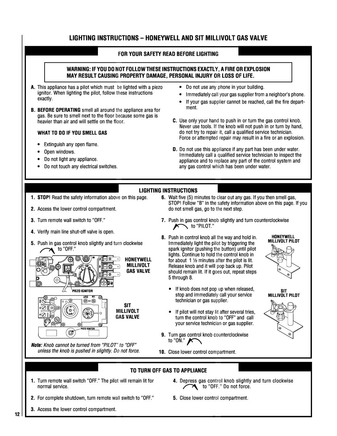 Superior DR500 manual For Your Safety Read Before Lighting, Lighting Instructions, To Turn Off Gas To Appliance, to “OFF.” 