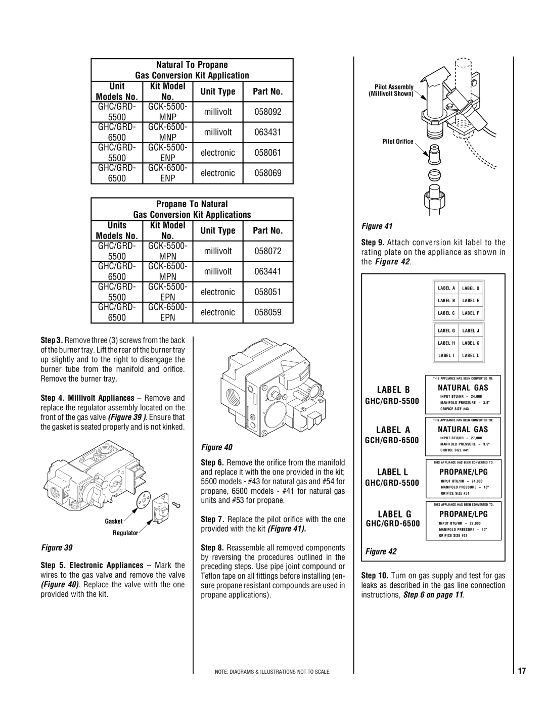 Superior GHC/GRD-5500 installation instructions Label B, Label G, Label a, Propane/Lpg 