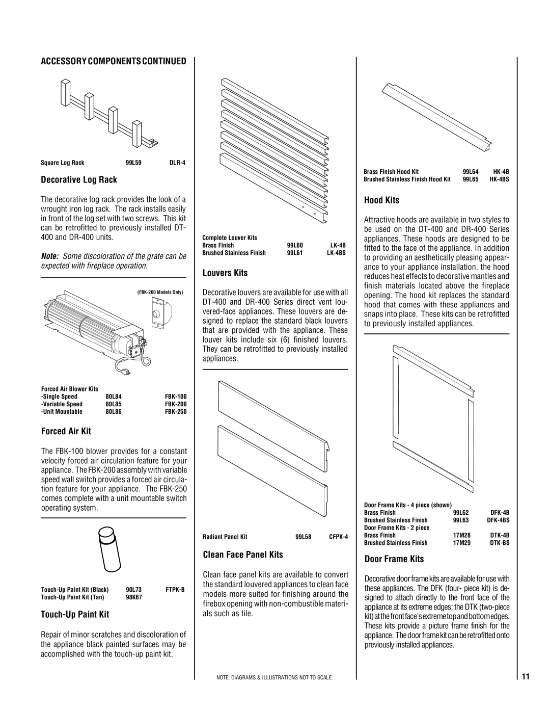 Superior NEC004-TD Decorative Log Rack, Forced Air Kit, Touch-Up Paint Kit, Louvers Kits, Clean Face Panel Kits, Hood Kits 