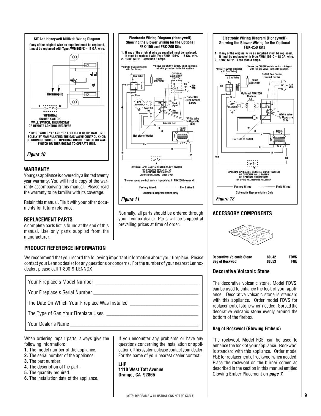 Superior NEC004-TD, NMC004-TD manual Warranty, Replacement Parts, Accessory Components Product Reference Information, Lhp 