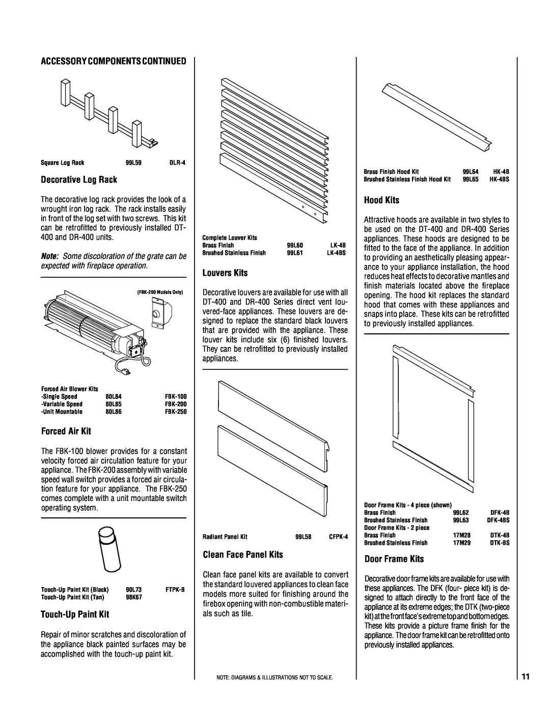 Superior NEC004-TD Decorative Log Rack, Forced Air Kit, Touch-UpPaint Kit, Louvers Kits, Clean Face Panel Kits, Hood Kits 
