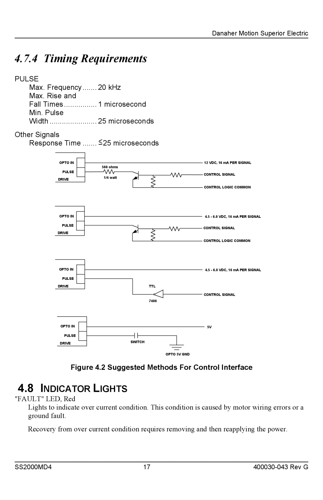 Superior SS2000MD4 installation instructions Timing Requirements, Indicator Lights 